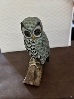 Hand-Painted Grey Owl Figurine Home Accent